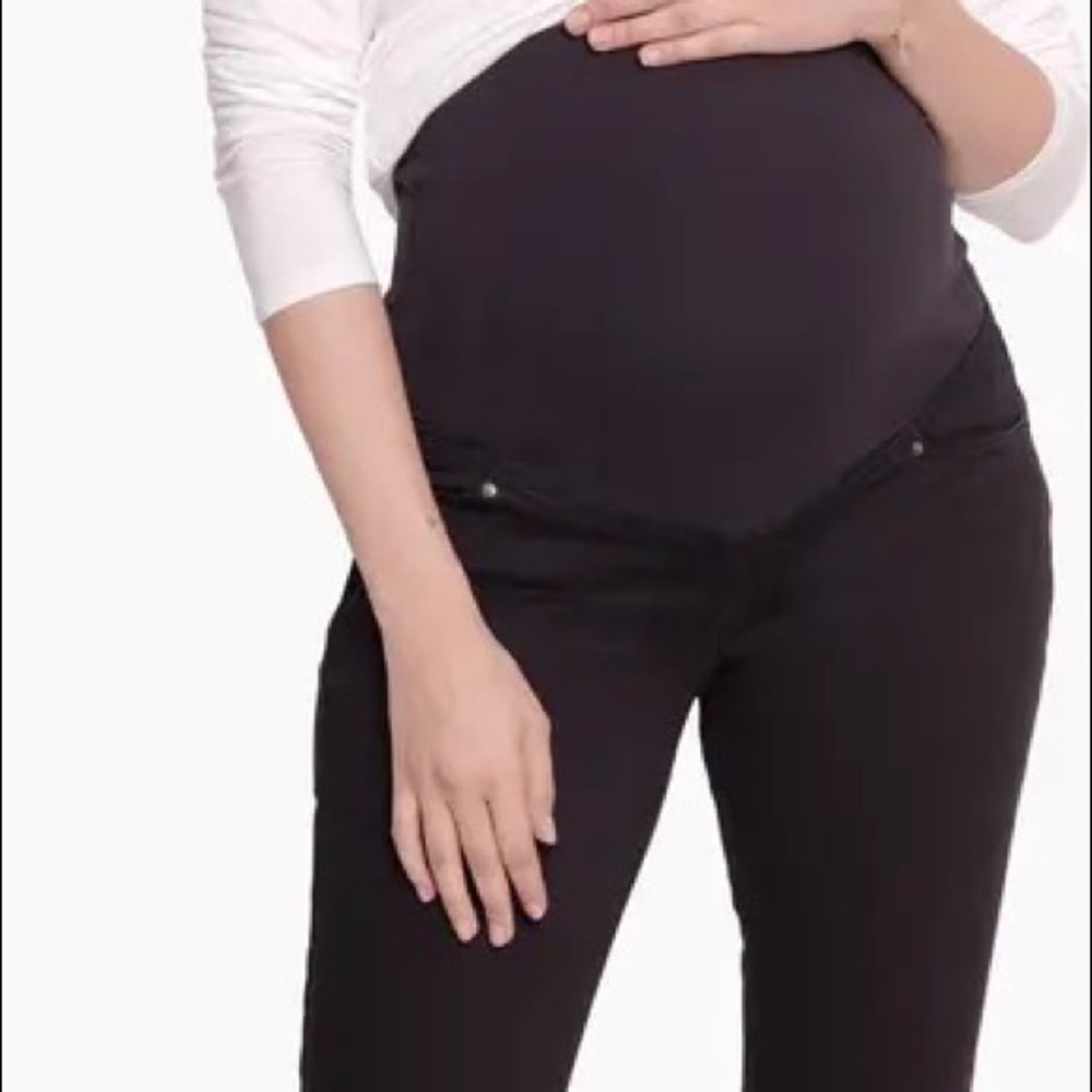 Ingrid & Isabel Crossover Panel Maternity Skinny Jeans in Black, Size 2